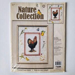 Leisure Arts Rooster Counted Cross Stitch Kit #115562‎ Chicken Farm NEW 2001 Coq